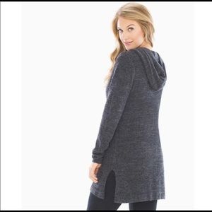 Barefoot Dreams Cozy Chic Blue Hooded Open Cardigan Size M